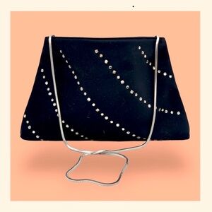 REVA NWOT Jeweled Satin Purse - Black / Silver